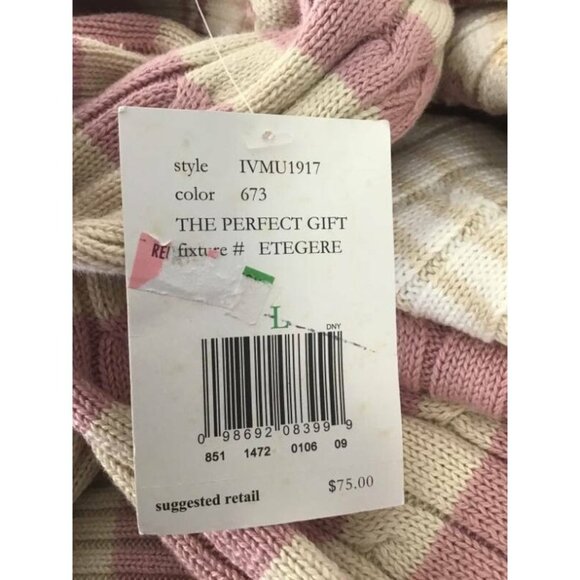 liz & co Sweater Size Large Pink Stripe Cable Knit Turtleneck Long Sleve New B13 - Picture 9 of 9